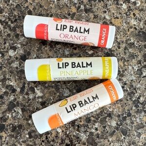 New Moisturizing Lip Balm Set of 3 - Orange, Pineapple, Mango